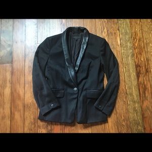 Rag and Bone Leather Lapel Blazer. 0. Black.